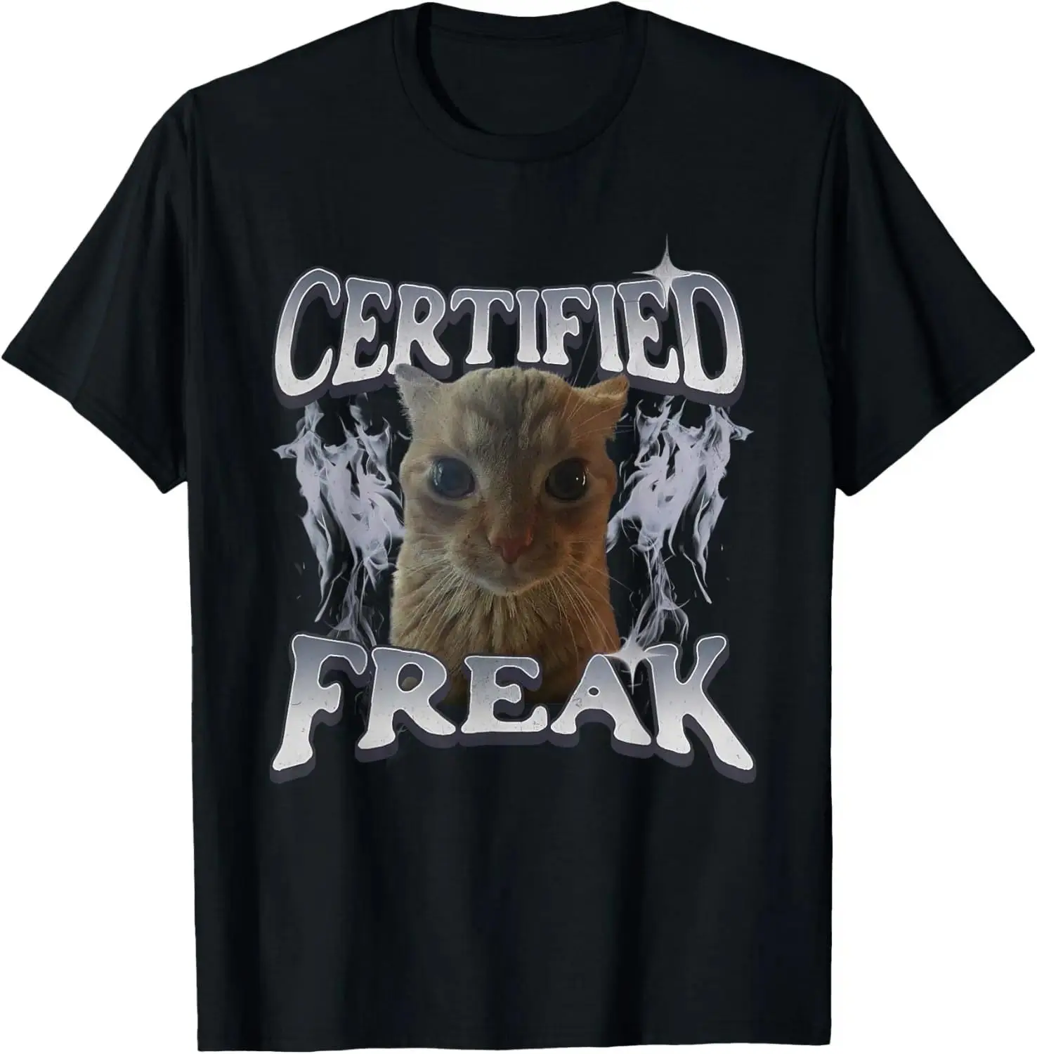 Vintage Certified Freak Cat Meme Graphic Tee | Retro Funny Internet Culture Aesthetic T-Shirt | Heavyweight 100% Cotton Streetwear Top | Trendy Weird Core Relaxed Fit Apparel | Soft Breathable Cat Lover Gift | Chic Urban Outfit