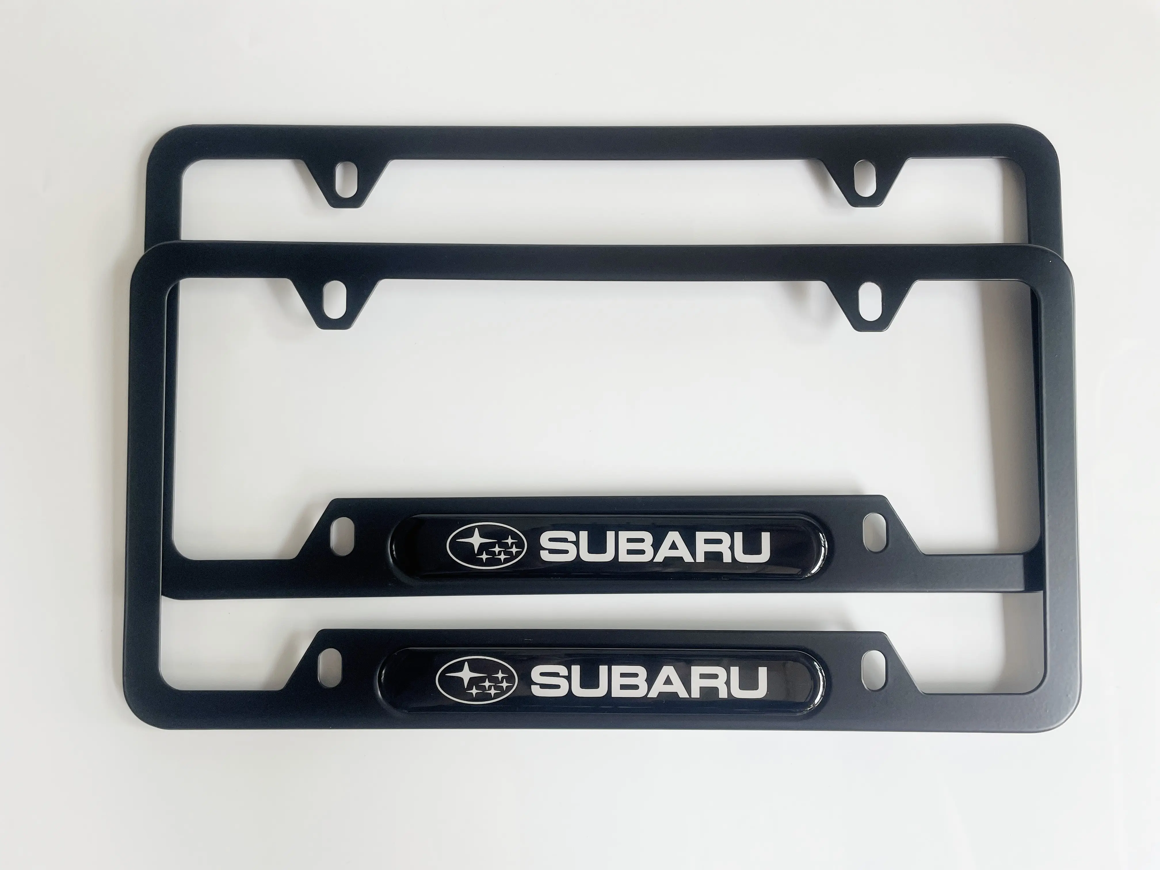 2pcs License Plate Frames for US car,especially SUBARU Aluminum Fit Outback Forester Crosstrek Impreza WRX Ascent – No State Name Blocking – Includes Screws & Covers – Easy Install