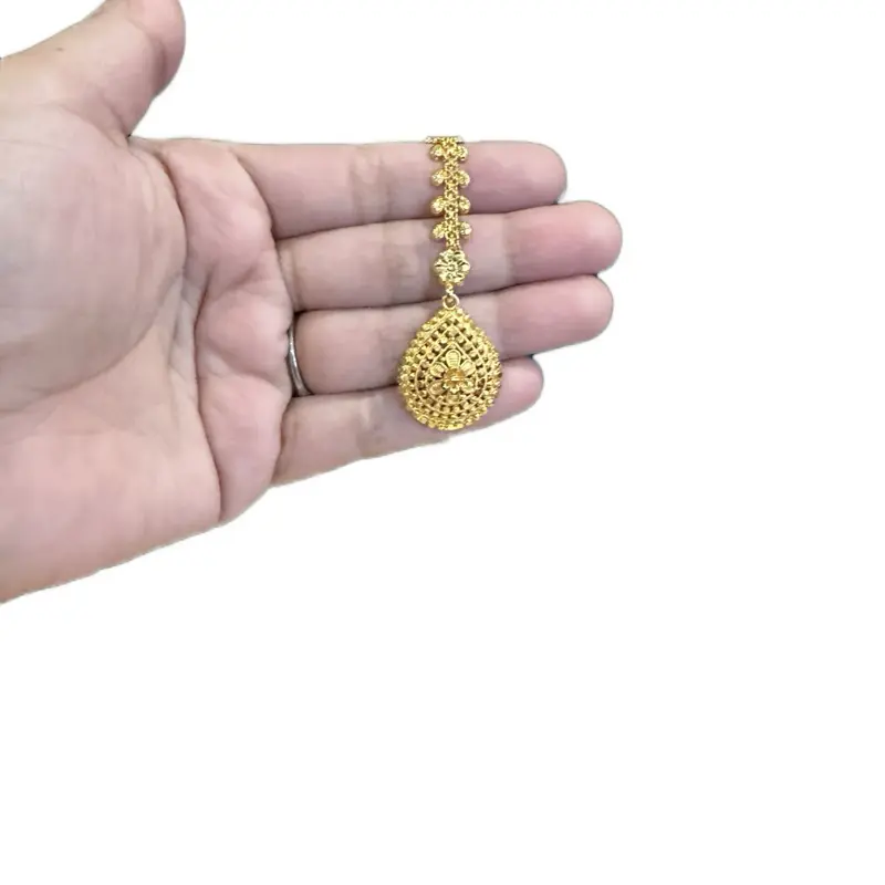 Women's Authentic Gold-Plated Traditional Nepali Floral Bindi Floral Hair Accessory - Gold Ornament Headpieces, Decorated Headpieces, Floral Hair Accessories