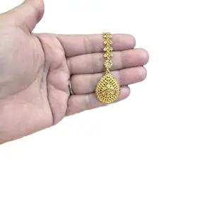 Women's Authentic Gold-Plated Traditional Nepali Floral Bindi Hair Accessory - Bindis, Gold Ornament Headpieces, Floral Embellishment Headpieces, Decorated Pieces