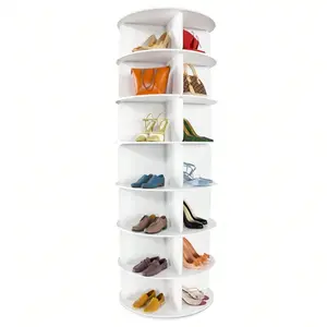 7 Tier Rotating Shoe Rack Tower, Free Standing 360° Shoe Organizer Lazy Susan, Bag Display Rack Storage Round Carousel, Neat And Elegant Shoe Storage Solution