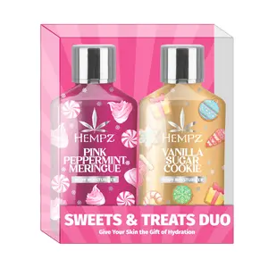 (A)Hempz Holiday Gift Set – Mini Lotion Duo: Pink Peppermint & Vanilla Sugar Cookie – Sweets & Treats, 2.25 oz