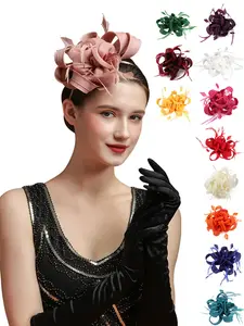 1pcs Fascinator Hat Church Hat Women Tea Party Hats Kentucky Derby Hat 1Pcs Feather Fascinators Headband Cocktail Wedding Bridal Fascinators Headband Clip for Women Wedding Hair Accessories