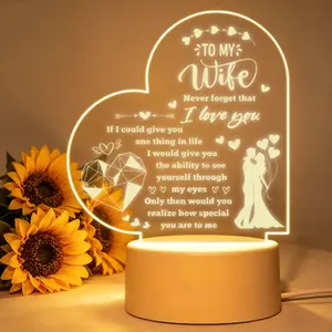 Acrylic Illuminating LED Night Light, Heartfelt "I Love You" Bedside Lamp, Decorative Lighting & LED Decoration Romantic Gift for Wife, Home Decor