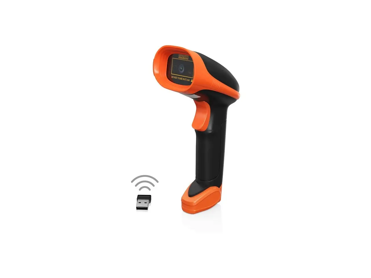 AMBIR BR200 Wireless Barcode Scanner with 2.4Ghz with Wireless USB Dongle - Wireless Connectivity - 1D, 2D - Imager - USB - Black, Orange - IP52 - Outdoor