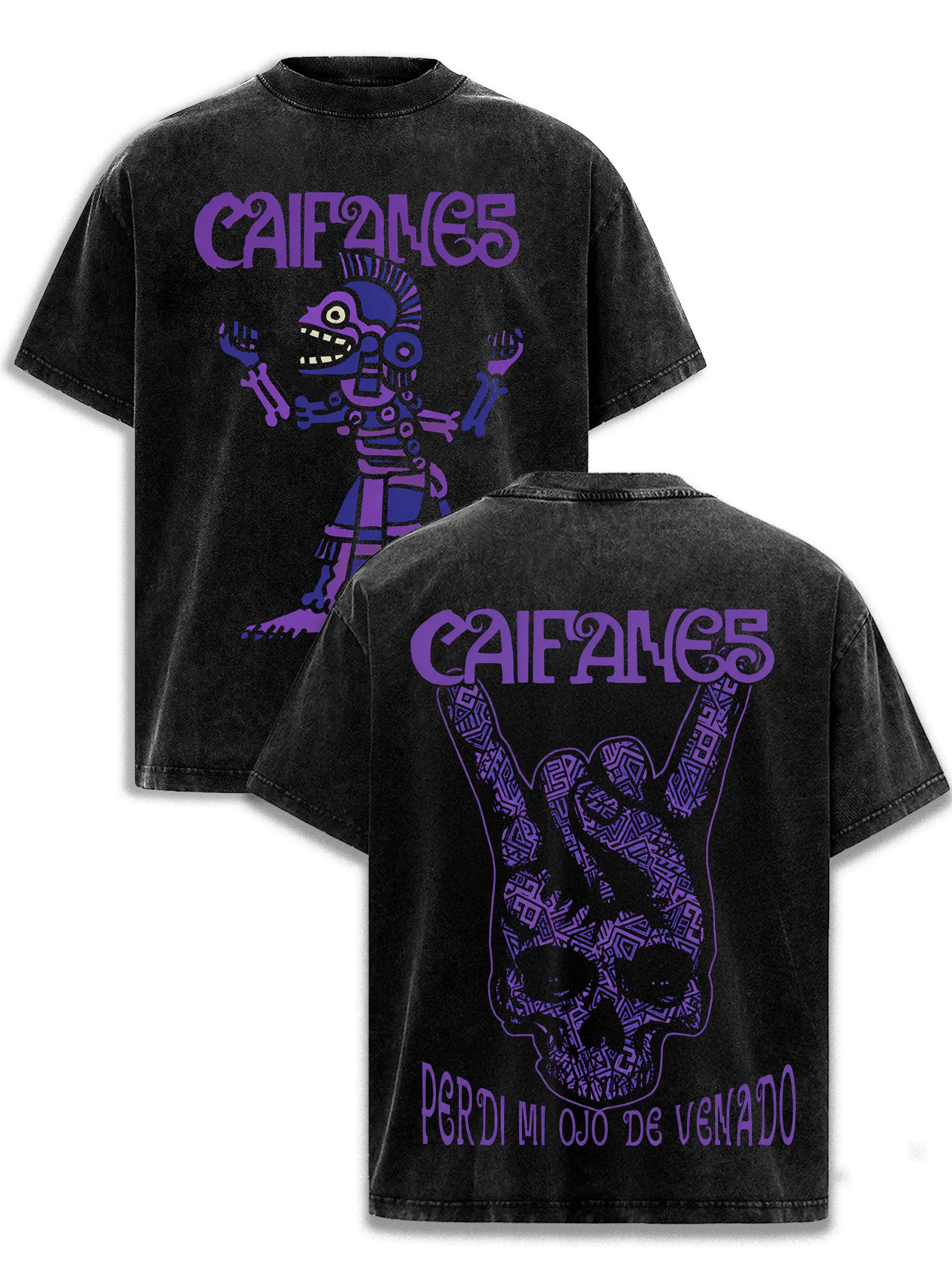 Caifanes Mexico City rock band V2 Vintage Washed Oversized Cotton Fabric Seamless T-Shirt, Band Mexico Graphic, Retro Music Fan
