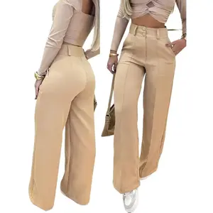 Foreign trade dropshipping AliExpress cross-border new simple double-breasted wide-leg pants, essential for commuting