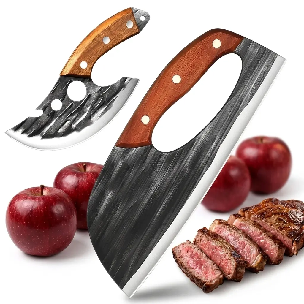 [2-Piece Set] 8-inch Forged Kitchen Knife Set - Sharp and durable chef's knife, fruit knife, easy to clean, dishwasher safe, ergonomic non-slip handle.