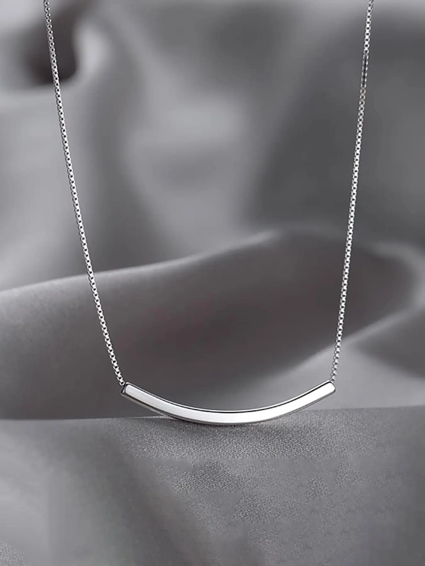 Elegant S925 Silver Color Necklace, Simple Square Tube Pendant Design, Perfect Gift for Women & Girls, Daily Wear Jewelry, Zircon Necklace, Necklace Chain