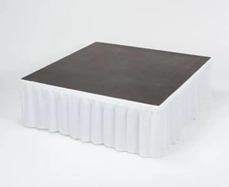 Stage Skirt, High-Quality Plain White Polyester for Elegant Event Decor, Kwik-Stage Design with Cloth Tie Fasteners - 8 in. High x 12 ft. Long, Elegance, 12 Feet