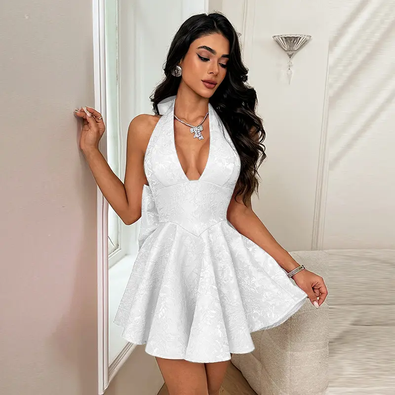 deep v neck lace up dress V-Neck Lace-Up Back Mermaid Long Formal Dress – Modsele main image 0