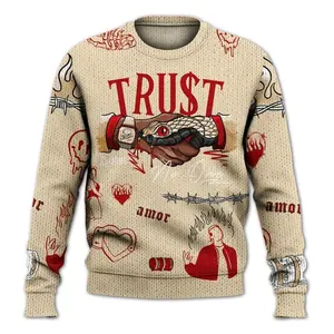 Streetwear Dunk Low Strawberry Waffle Knitted Sweater, Snake Trust No One Knitted Sweater 4T0
