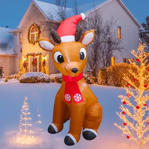 PTS 6FT Inflatable Reindeer Outdoor Decoration, Christmas Blow Up Yard Decorations, Built-in LED Lights Inflatables Xmas Holiday Funny Decor for Indoor Lawn Garden Visit the PTS Store