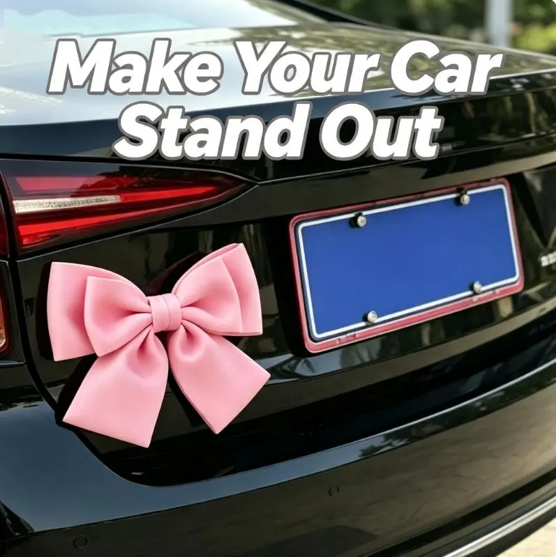 Cute Waterproof Car Bow Ornament, Universal Vehicle Exterior Decor Sticker, Girly Auto Accessory for Sedan, SUV, Motorcycle, Ideal for Driving & Picture Styling