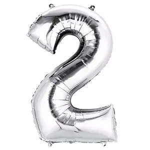 Number 2 Silver Foil Balloon 14" in each. 35009-14