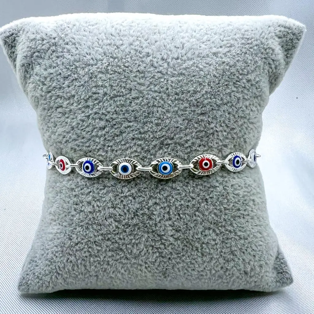 Turkish Eye 925 Silver Bracelet - Multicolored Design for Adults, US Certified