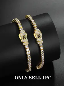 ICED CHICS Cross-shaped tennis chain Zircon bracelet, hip-hop style bracelet, available in 2mm and 3mm widths, suitable for both men and women, Tennis Bracelets