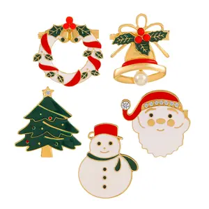 OIDEA 5Pcs Christmas Enamel Brooch Pin Set - Holiday Tree, Snowman, Wreath, Santa, Bell Pins,summerwins