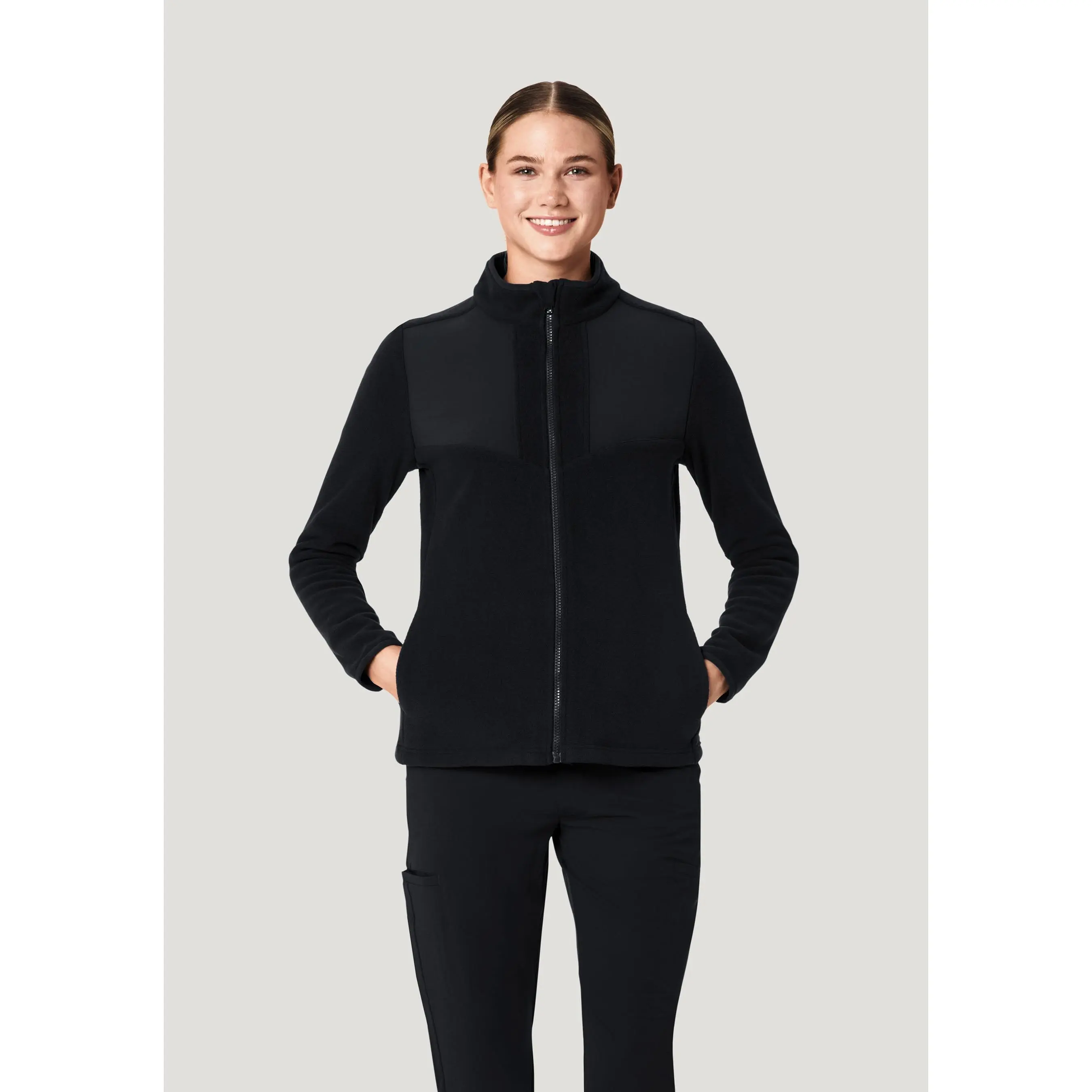 Women's Fleece Scrub Jacket Black Women's Fleece Scrub Jacket Black