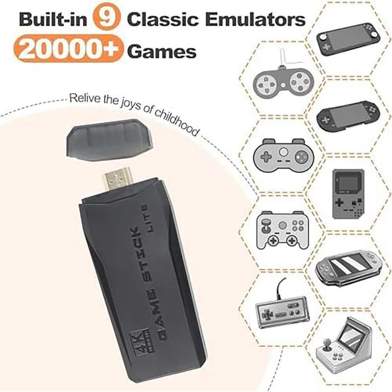 M8 Portable mini game stick, plug and play, comes with 2 wireless controllers and a 64G Micro SD card, HD TV game console