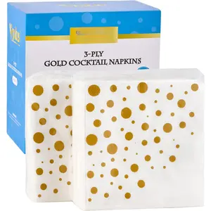 100 Pack  Napkins Paper, 3-Ply Beverage Napkins, Disposable  Square Napkins,  for Restaurant, Event, Bar, Wedding,  Shower and Birthday Party