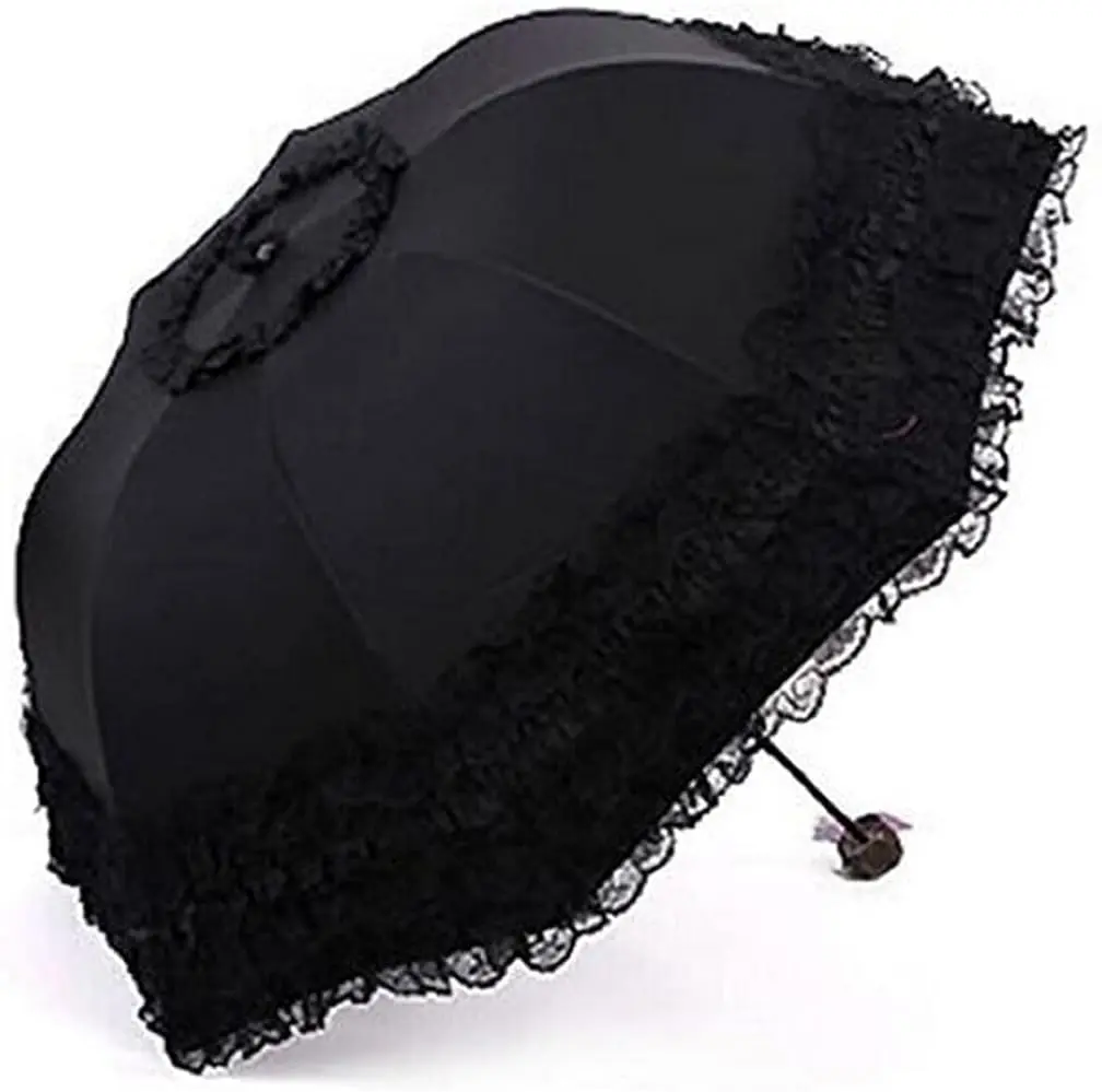 Travel Umbrella Folding UV Resistance Princess Lace Parasol Umbrellas Sun Umbrella for Women Girls(Gift)