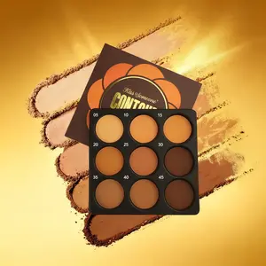 Professional 9-Color Multi-Function Face Makeup Palette — Combines contouring, concealing, setting, and foundation functions in one palette; matte shades from medium to deep; ideal for shaping, enhancing definition, and controlling oil; waterproof for a n