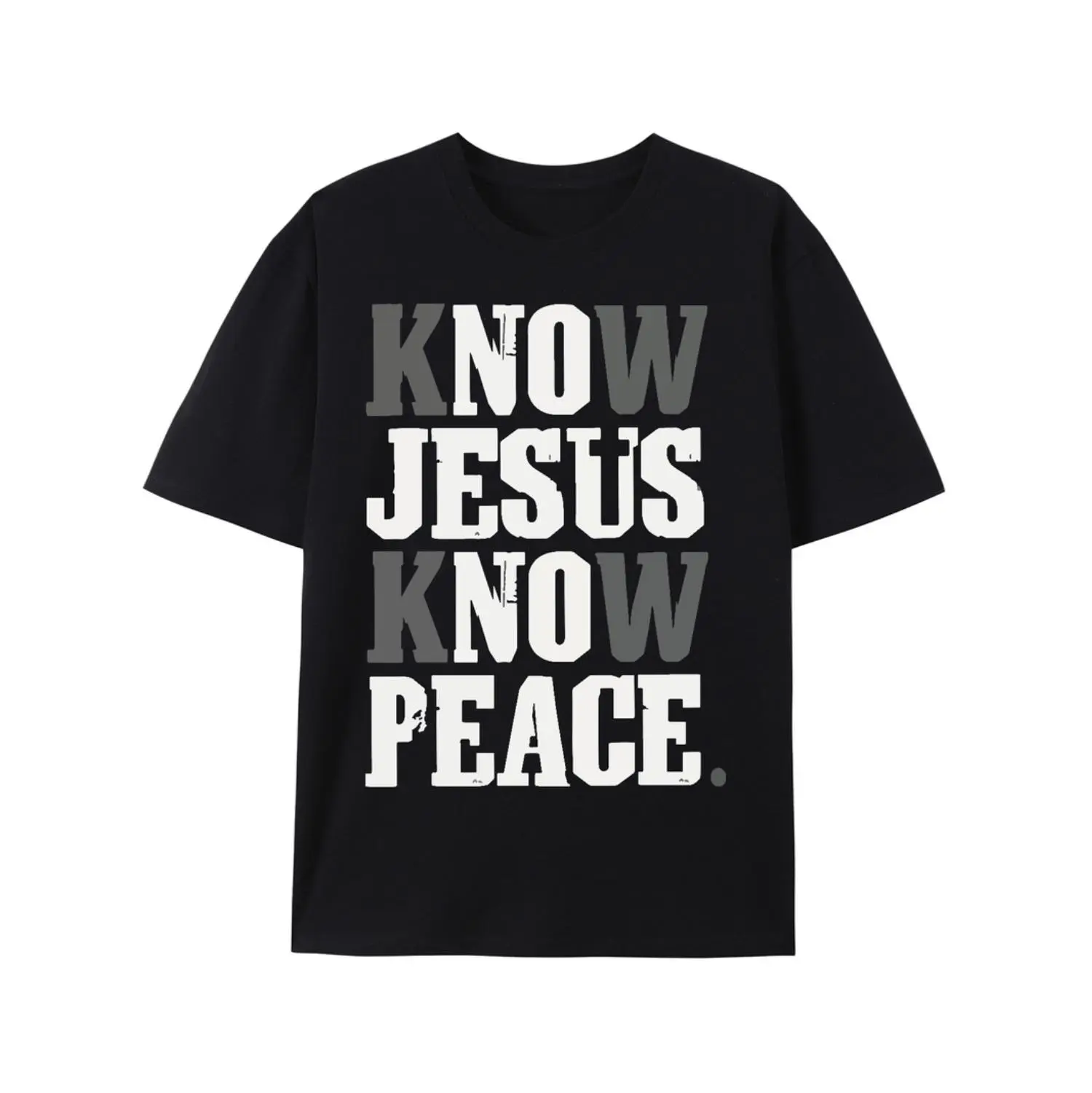 Know Jesus Know Peace Men'S Graphic Cotton T-Shirt For Casual Weekend And Seasonal Wear With Crew Neck And Short Sleeve Design