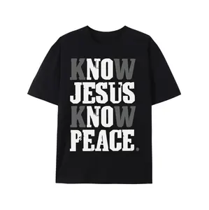 Know Jesus Know Peace Men'S Graphic Cotton T-Shirt For Casual Weekend And Seasonal Wear With Crew Neck And Short Sleeve Design