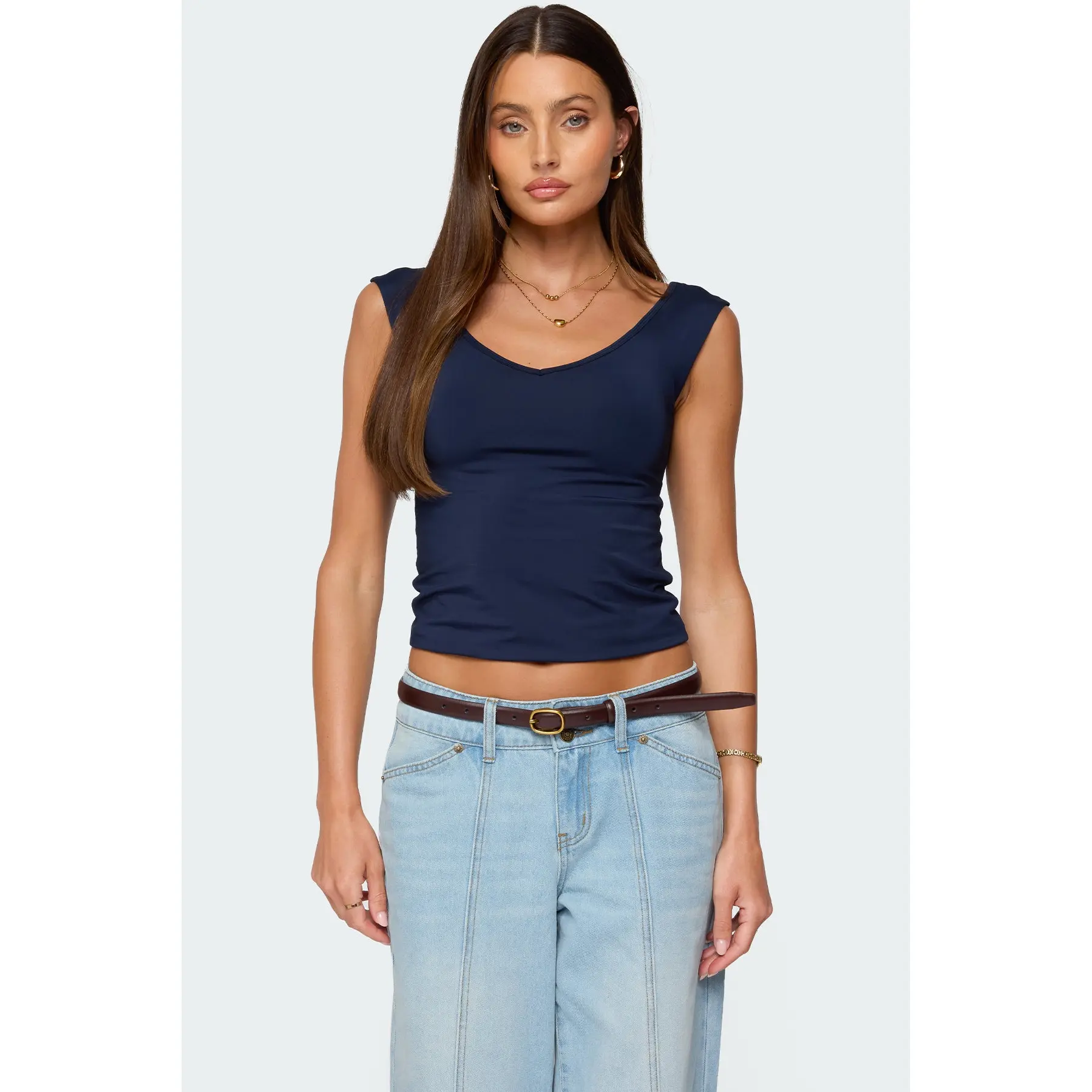 Angeline Wide V Neck Top
