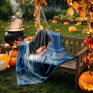 1 piece Bruce the shark from Finding Nemo themed flannel blanket - Modern-style flannel blanket, suitable for sofas and beds, all-season use, super soft and comfortable, digital printing, 100% polyester material, machine washable, suitable for home