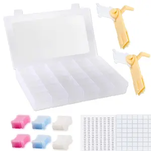 Embroidery Floss Organizer Box – 36 Removable Compartments, Includes Bobbin Winder, 120 Floss Bobbins & Stickers – Perfect for Cross Stitch, Thread Storage, Bead, Jewelry, Diamond Painting