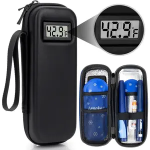 Insulin Travel Case TSA Approved, Temperature Display Insulin TravelCase, Insulin Pen Travel Case for Insulin Ice Pack, Travel Diabetic Supplies (Black)