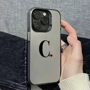 Small Heart Design Letter C Pattern Case for iPhone 16 15 14 Pro Max 13 12 11 XR XS Plus Shockproof Anti-Scratch Durable PC Back Protective Cover