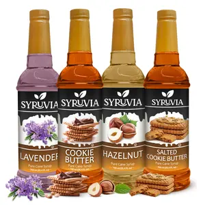 Syruvia Premium Coffee Creations Pack – Lavender, Cookie Butter, Hazelnut & Salted Cookie Butter Flavored Syrup – Great for Coffee, Lattes & More – 25.4 Fl oz Bottles (4 Pack)