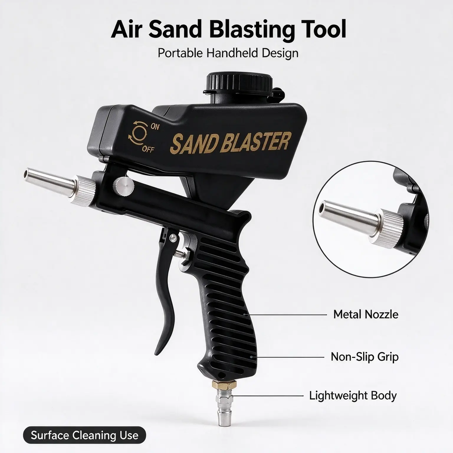 DIY Auto Surface Prep Sand Blaster Kit, Gravity Feed Air Sandblasting Gun, Lightweight Handheld Pneumatic Blasting Tool, Great for Removing Rust, Flaking Paint on Vehicle and Metal Parts