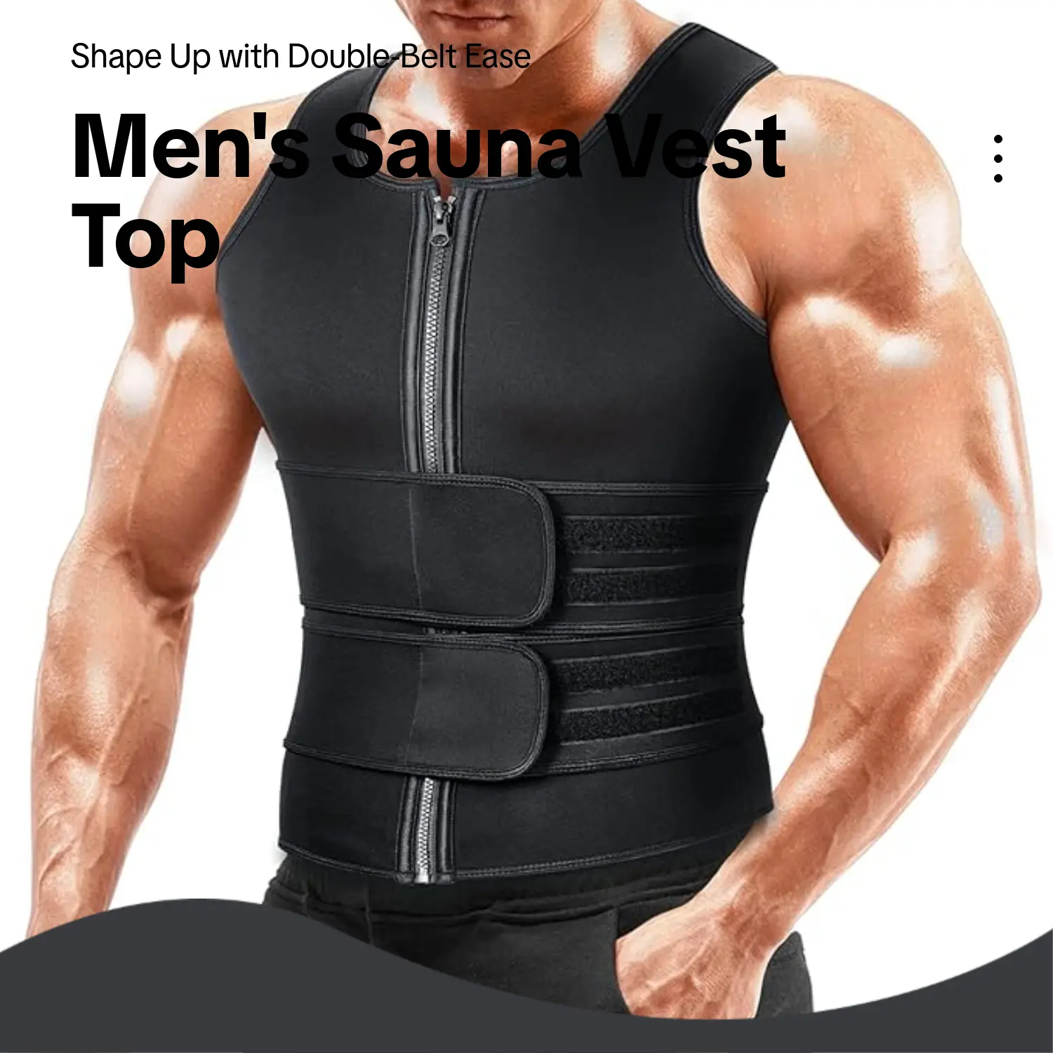 Men's Double-Belt Sauna Vest Waist Trainer - Breathable Shapewear, Compression Tank Top for Gym Fitness, Abdominal & Muscle Shaping Workout Apparel