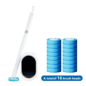 Disposable Toilet Scrubber with Self-Cleaning Pads，Easy Bathroom Cleaning