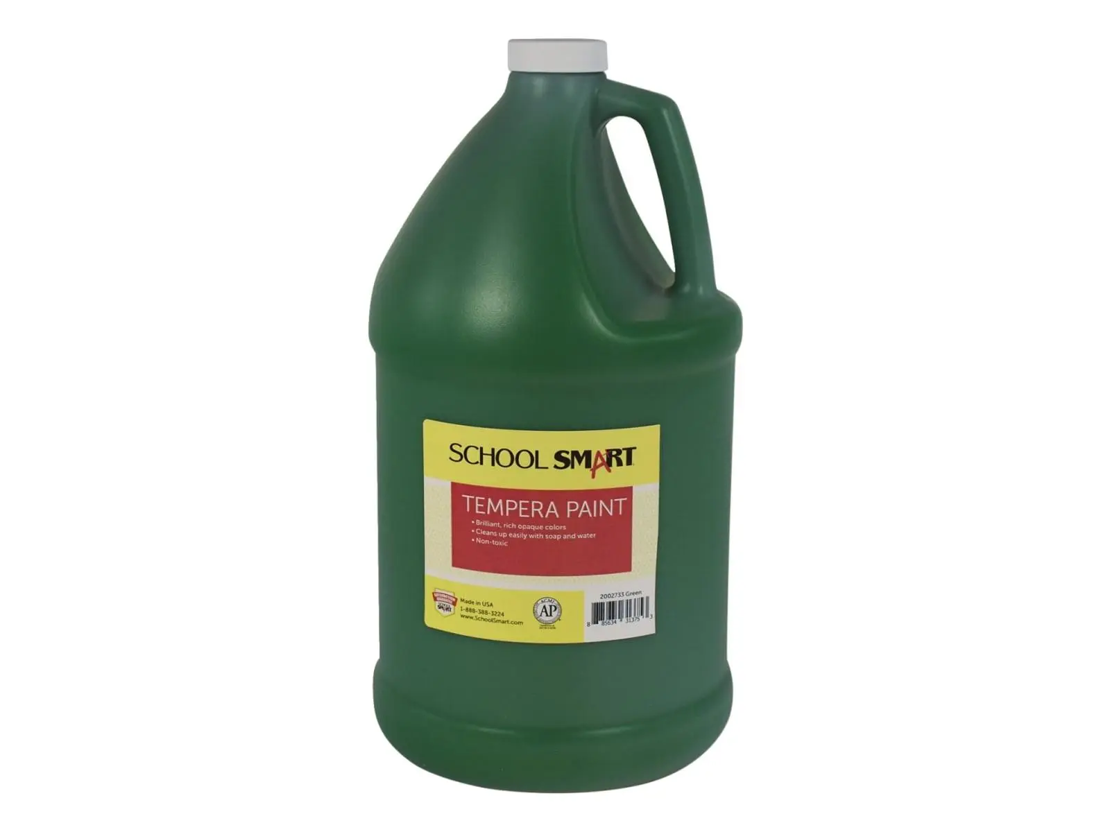 School Smart 2002733 1 gal Tempera Paint, Green, Arts and Crafts Supply, Plastic Bottle, All Ages Use, AP Non-Toxic Certified