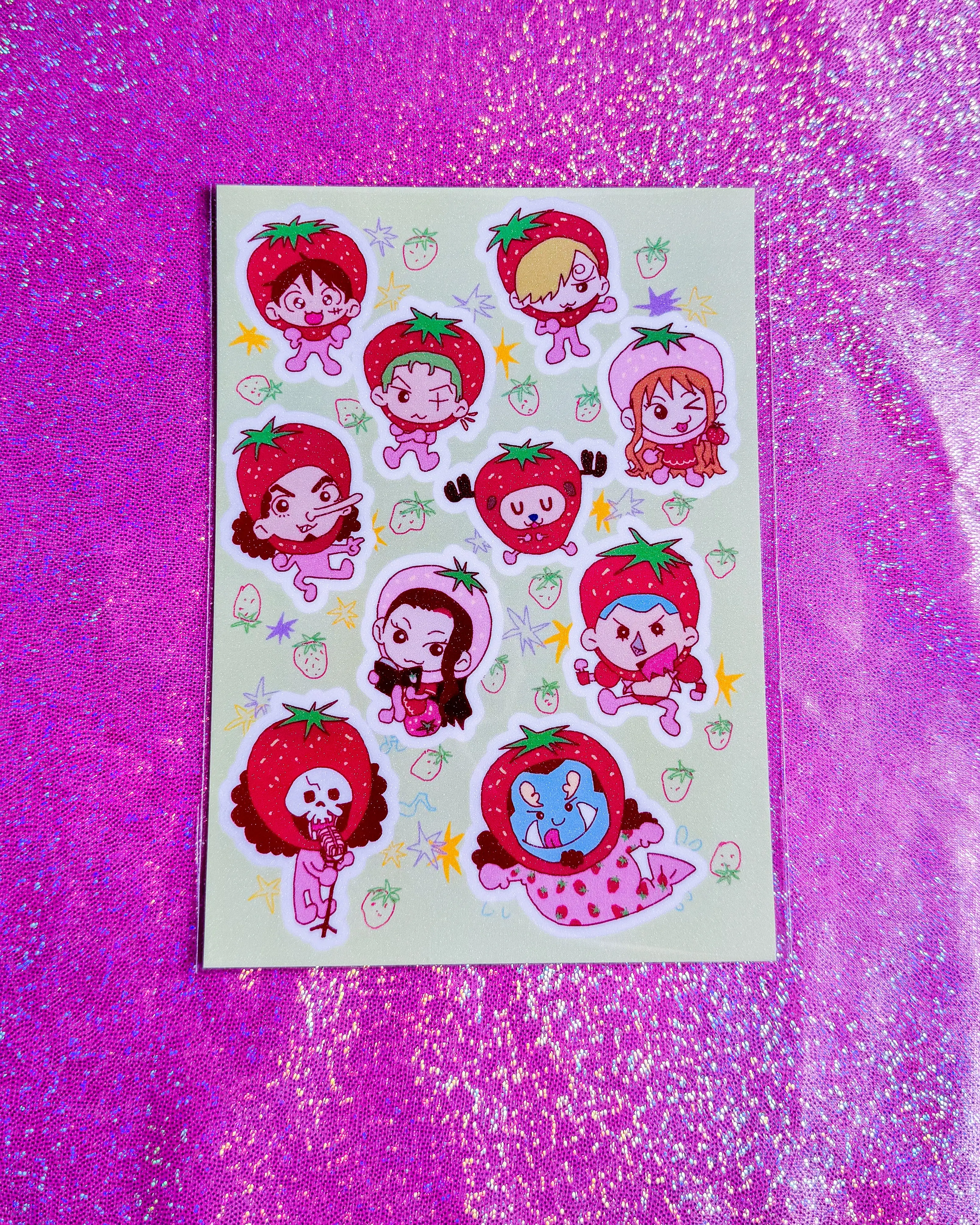 One Piece Strawberry Sticker Sheet