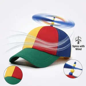 Unisex Retro Propeller Baseball Cap Bucket Hat - Fun Spinning Windmill Hat for Festival, Party & Vacation