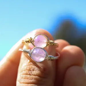Lavender Amethyst Wire Wrapped Crystal Ring