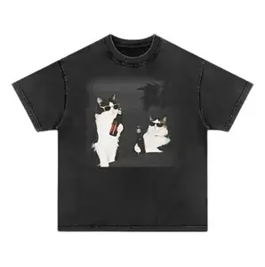 WACKY CAT Printed Design Unisex Oversized Crew neck T-Shirt & Sweatshirt,High-Quality Print,Casual Comfort Breathable Long Sleeve for Streetwear Fashion Men and Women's Top Daily Wear103004 , vintage graphic tees