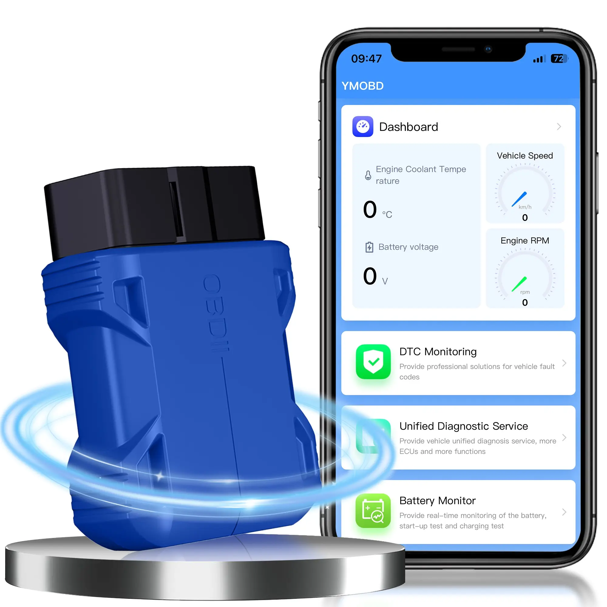 Professional Mini Car Diagnostic Scanner, Wireless Obd2 Fault Code Reader, Diagnostic Tool, Compact Portable Design, Compatible with Android/iOS