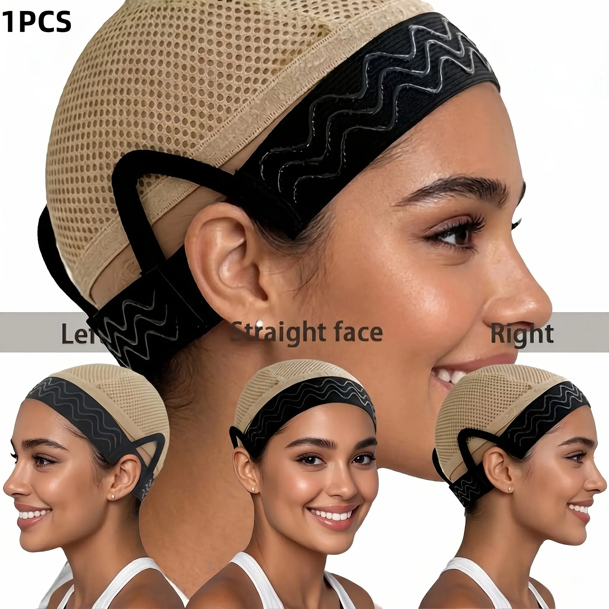 1PCS Silicone Wig Grip Band with Adjustable Velcro, Lace Melting Band with Non-Slip Silicone Stripe, Secure & Comfortable Elastic Fit Wig Headband for Wigs for All-Day Hold