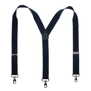 CTM Men's Elastic Solid Color Suspender with Metal Swivel Hook Clip End