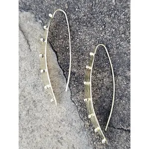 Tribal Shield Threader Brass Earrings