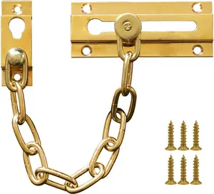 Door Chain Guard Solid Brass, Heavy-Duty Home , Sturdy and Rust-Resistant Brass Door Lock  Chain (Brass)