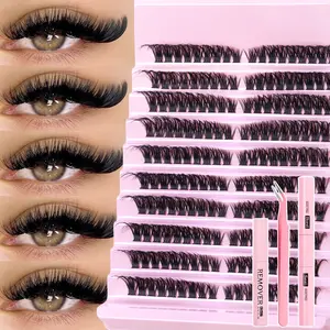 80D Dense Volumized False Eyelashes, Mixed Length D Curl, Includes Glue, Tweezers, Remover, Perfect for Women's Eye Makeup, Cosmetic Tool