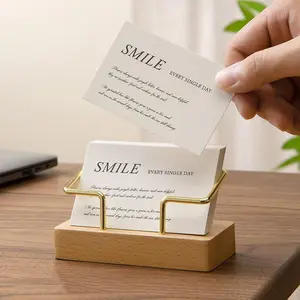 Wooden Business Card Holder, Creative Letter Design Business Card Storage Holder, Desktop Card Holder for Home Office, Table Organizers